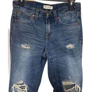 Madewell Jeans Womens 24 Boyjean Blue Distressed 30x28 Mid-Rise Medium Wash